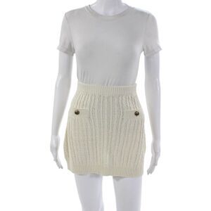 Not Available Womens Ivory Cotton Mini Skirt Pull On Size 38